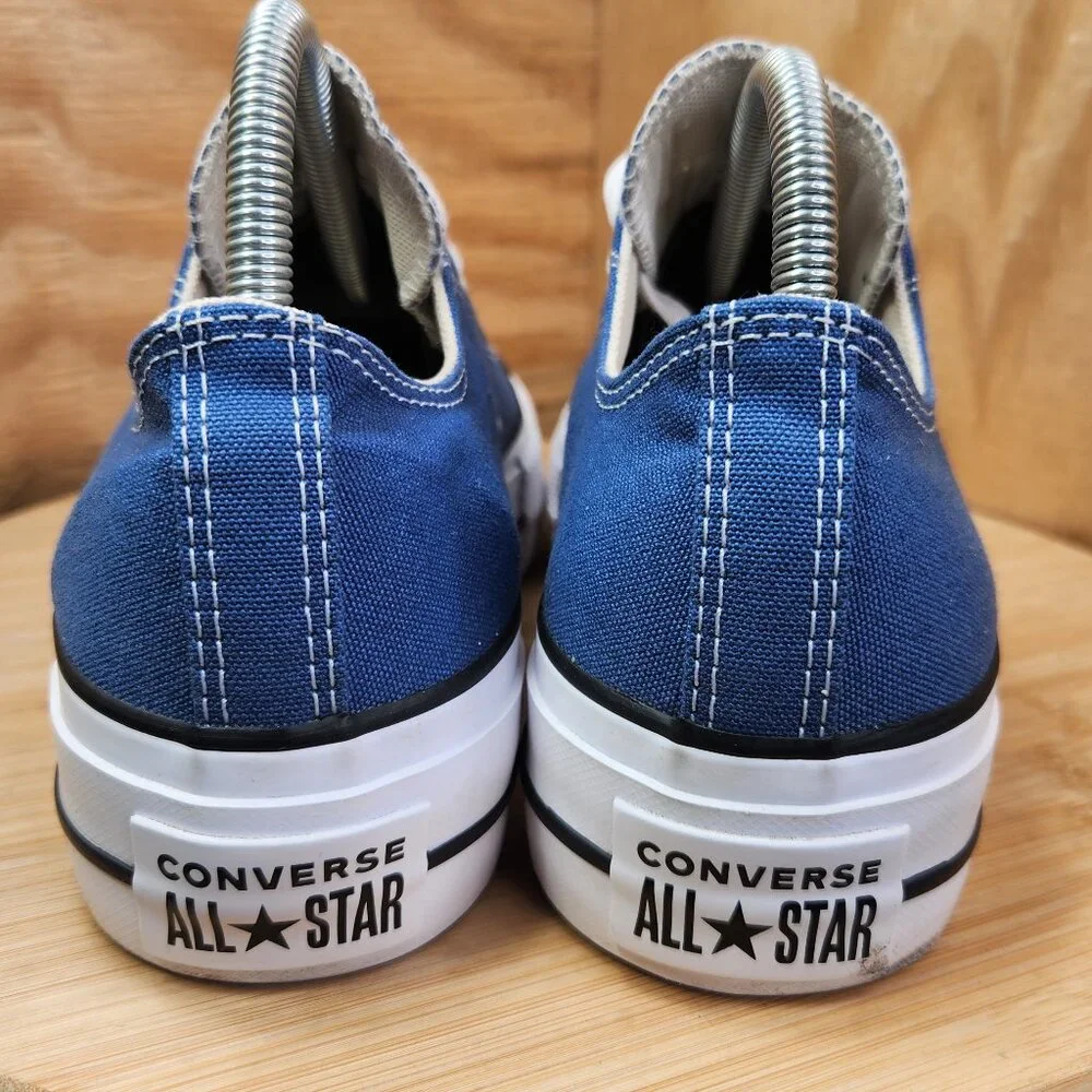 Converse Chuck Taylor Blue Canvas Low Top Platform Lift Sneakers Worn Once - Picture 6 of 10